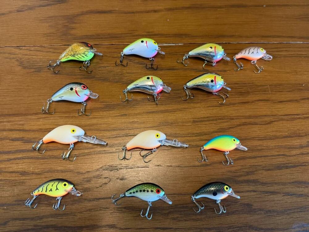 Lot of 13 Bomber Square A and Assorted Crankbait Fishing Lures
